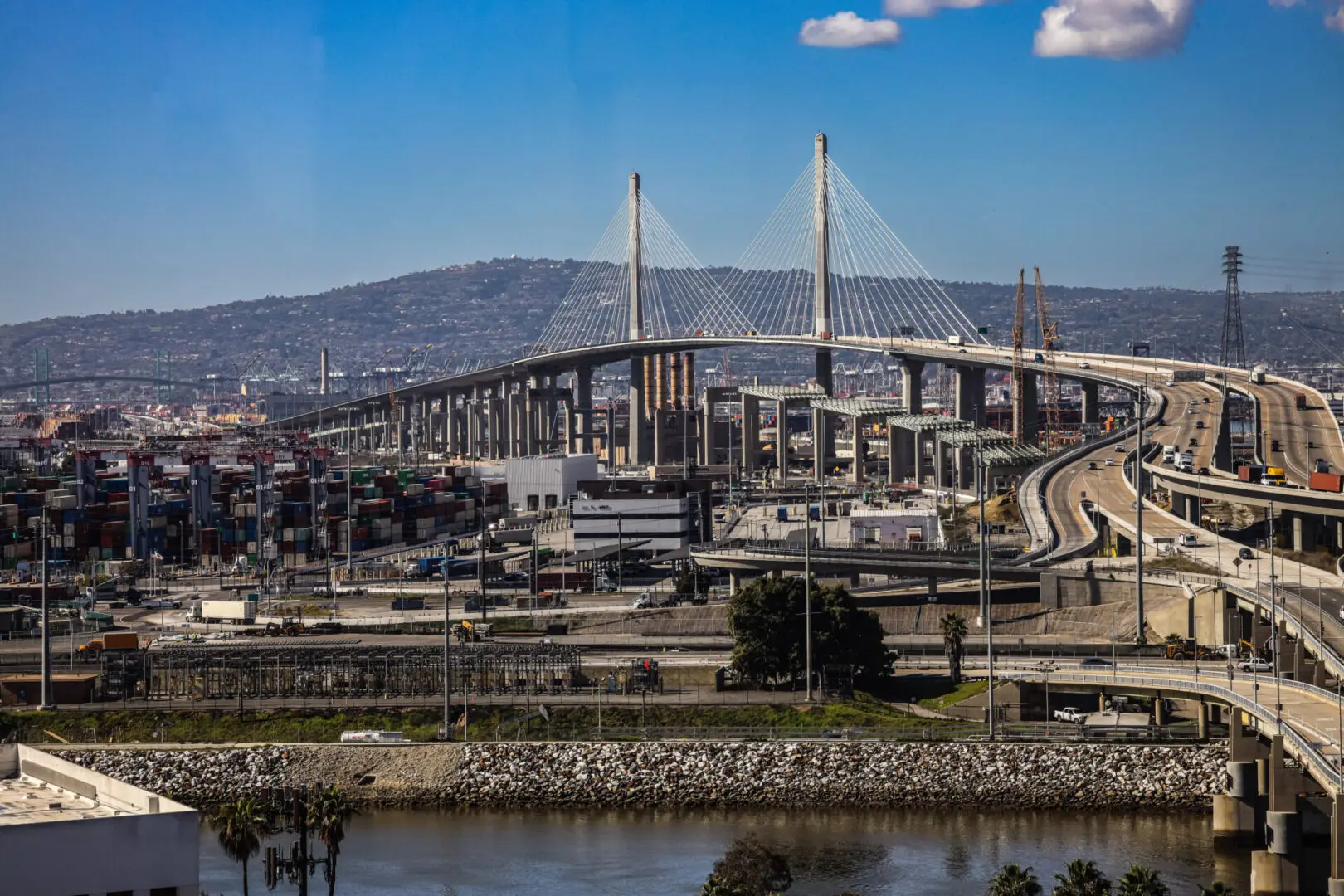 A view of the bridge and surrounding area.